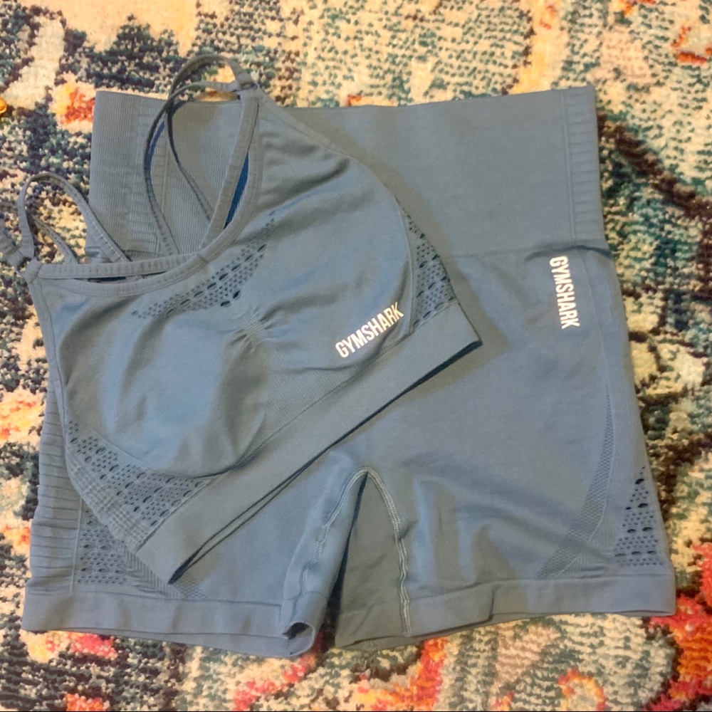 EUC- Gymshark Energy+ Seamless Set - Blue Stone…